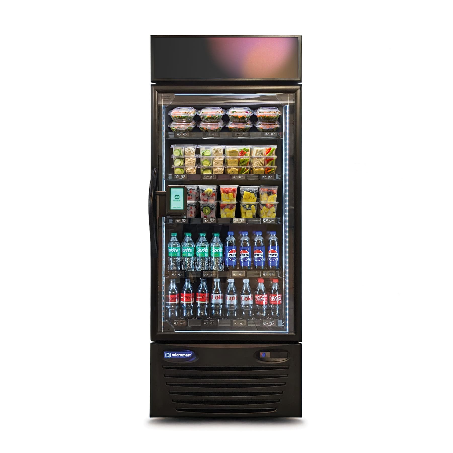 Micromart Smart Fridge — single-unit with fresh food and beverages