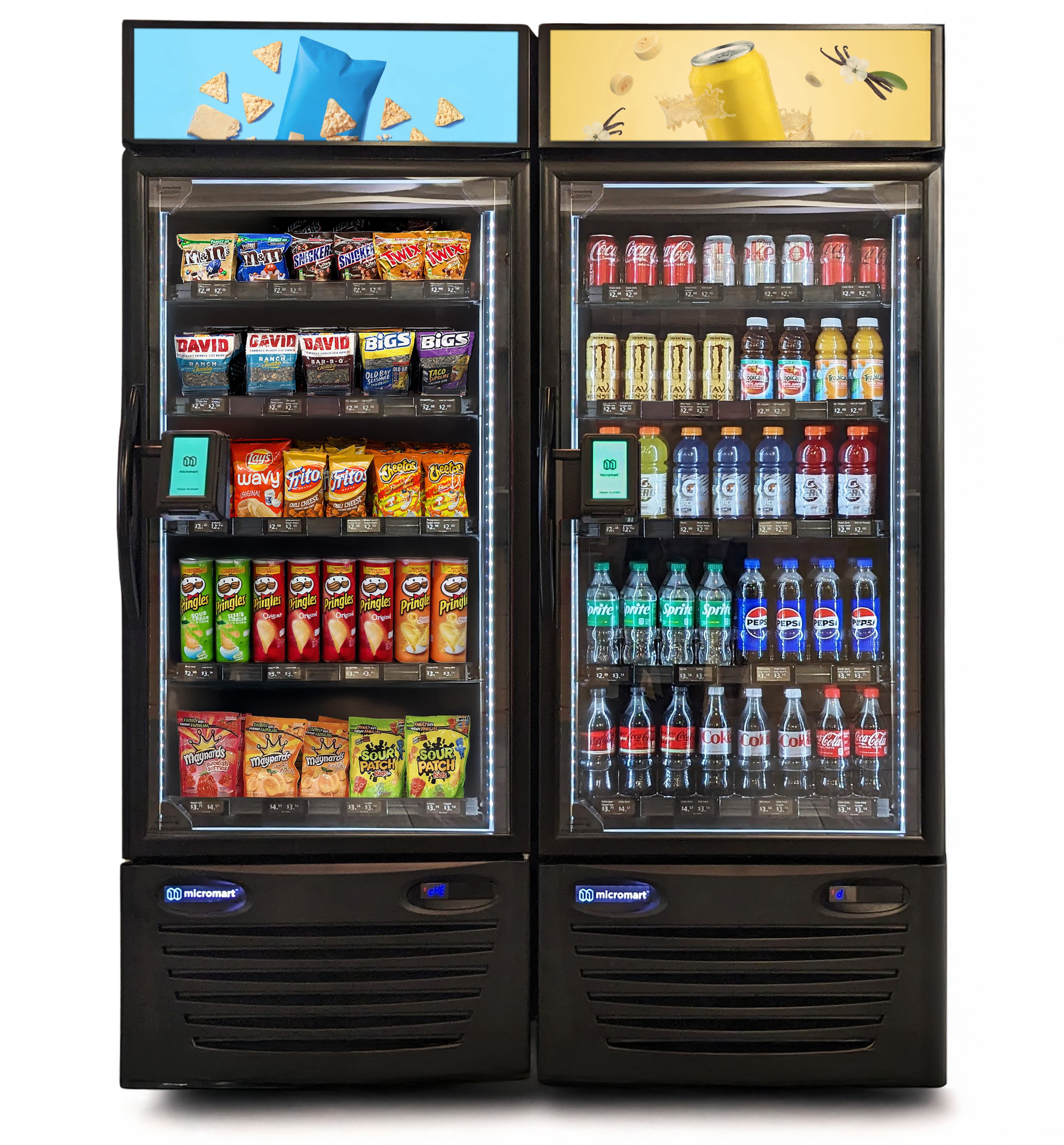 Micromart Smart Store dual-unit with snacks and beverages